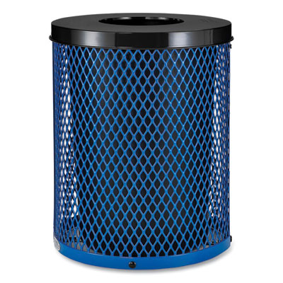 Global Industrial Outdoor Diamond Steel Trash Can, 36 gal, Blue (261924BL)