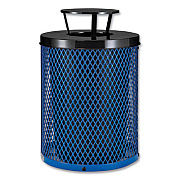 Global Industrial Outdoor Diamond Steel Trash Can, Rain Bonnet Lid, 36 gal, Blue (261926BL)