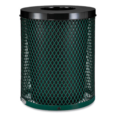 Global Industrial Outdoor Diamond Steel Trash Can, 36 gal, Green (261924GN)