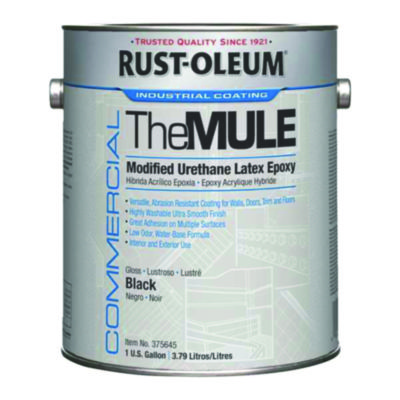 Rust-Oleum Commercial The MULE (Modified Urethane Latex Epoxy), Interior/Exterior, Gloss Black, 1 gal Bucket/Pail, 2/Carton (375645)