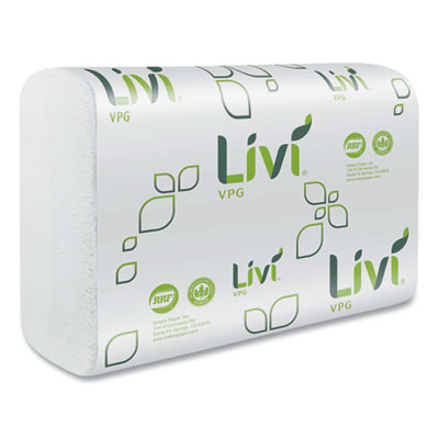 Livi VPG Multifold Towel, 1-Ply, 9.45 x 9.06, White, 250 Sheets/Pack, 16 Packs/Carton (43513)