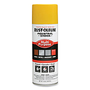 Rust-Oleum Industrial Choice 1600 System Multi-Purpose Enamel Spray Paint, Flat Safety Yellow, 12 oz Aerosol Can, 6/Carton (1644830)