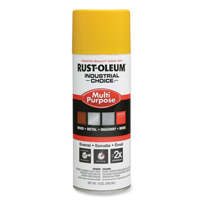 Rust-Oleum Industrial Choice 1600 System Multi-Purpose Enamel Spray Paint, Flat Safety Yellow, 12 oz Aerosol Can, 6/Carton (1644830)