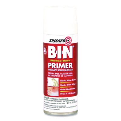 Zinsser BIN Shellac Primer Spray, Interior, Flat White, 13 oz Aerosol Can, 6/Carton (1008)