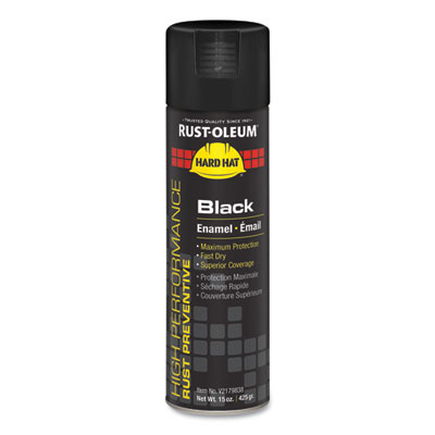 Rust-Oleum Hard Hat High Performance V2100 System Rust Preventive Enamel Spray Paint, Gloss Black, 15 oz Aerosol Can, 6/Carton (V2179838CT)