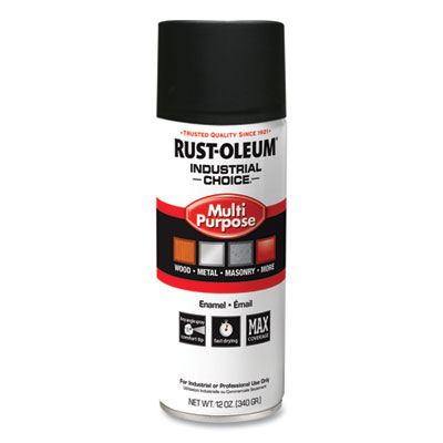 Rust-Oleum Industrial Choice 1600 System Multi-Purpose Enamel Spray Paint, Ultra-Flat Black, 12 oz Aerosol Can, 6/Carton (1676830V)
