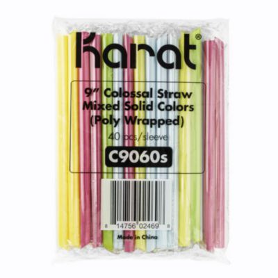 Karat Boba Straws, 9", Plastic, Assorted Colors, 1,600/Carton (C9060SMIXED)