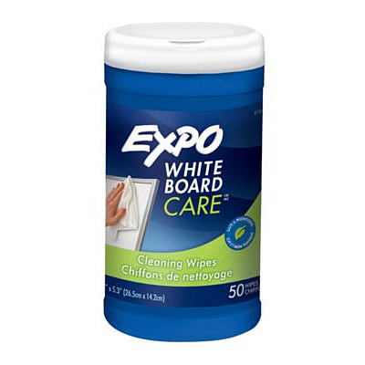 EXPO Dry-Erase Board Cleaning Wet Wipes, 6 x 9, 50 Wipes/Container (81850A)