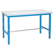 Global Industrial Adjustable Height Heavy Duty Workbenches, 5,000 lbs, 72 x 30 x 31.63 to 43.63, White/Blue (606978BL)
