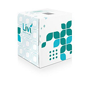 Livi Ultra Premium Facial Tissue, Cube Box, 2-Ply, White, 80 Sheets/Box, 4 Boxes/Pack, 6 Packs/Carton (192101)