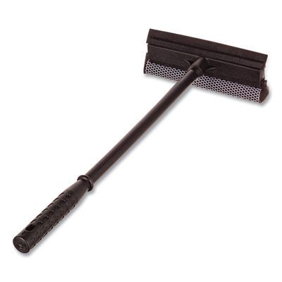 Unger Auto Squeegee, 8" Rubber Blade, 8" Mesh Scrubber, 21" Plastic Handle with Grip, Black (AUSQ0)