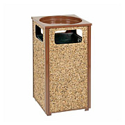 Global Industrial Stone Panel All Weather Trash Receptacle Urn, Open Ashtray Top, 24 gal, Steel, Brown (238243BN)