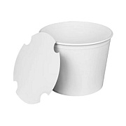 Karat Food Bucket with Lid, 85 oz, 7.36" Diameter x 6" h, White, Paper, 180/Carton (CFB85WBNDL)