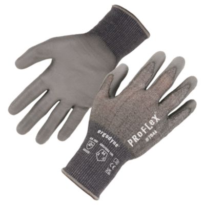 ergodyne ProFlex 7044 ANSI A4 PU Coated CR Gloves, EN388: 4X42D, 9" Long, X-Small, Gray, Pair (10491)