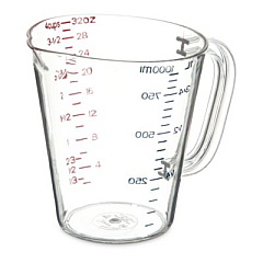 Carlisle Commercial Measuring Cup, 1 qt, Plastic, Clear (4314307)