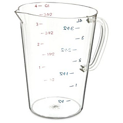 Carlisle Commercial Measuring Cup, 1 gal, Plastic, Clear (4314507)