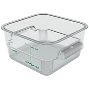 Carlisle Squares Polycarbonate Food Storage Container, 2 qt,  7.13 x 7.13 x  3.8, Clear, Plastic (1195007)