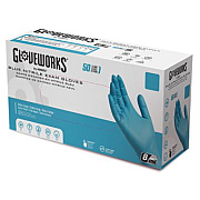 GloveWorks by AMMEX Blue Nitrile Exam Gloves, Powder-Free, Medium, 8 mil Thick, 11.6" Long, Blue, 50/Box, 10 Boxes/Carton (GPNHD64100)