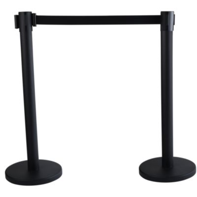 Tatco Economy Crowd Control, Assorted Materials, 14" x 35" x 9 ft 6", Black, 2/Carton (16600)