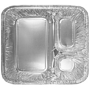 HFA Three-Compartment Oblong Food Container, 24 oz, 6.38 x 1.47 x 8, Silver, Aluminum, 500/Carton (204500)