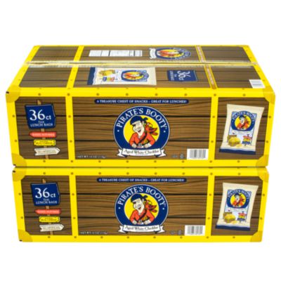 Pirate's Booty Natural Aged White Cheddar Baked Corn Puffs, 0.5 oz Bag, 36/Box, 2 Boxes/Carton (60004090)