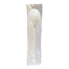 Boardwalk Mediumweight Wrapped Polypropylene Cutlery, Soup Spoon, 4.86", Plastic, White, 1,000/Carton (SOUPMWPPIW)