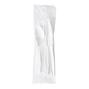 Boardwalk Three-Piece Polystyrene Cutlery Kit, Heavyweight, Fork/Knife/Spoon, Plastic, White, 250/Carton (3KITHVYWH)