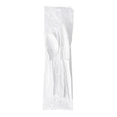 Boardwalk Three-Piece Polystyrene Cutlery Kit, Heavyweight, Fork/Knife/Spoon, Plastic, White, 250/Carton (3KITHVYWH)