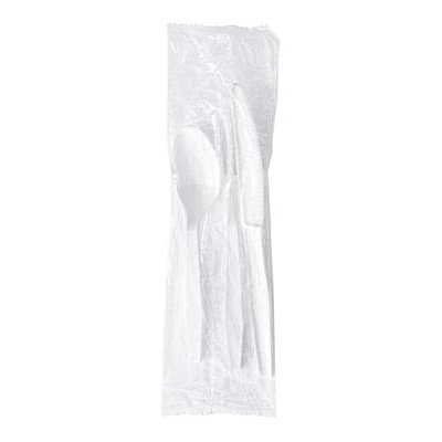 Boardwalk Three-Piece Polystyrene Cutlery Kit, Heavyweight, Fork/Knife/Spoon, Plastic, White, 250/Carton (3KITHVYWH)