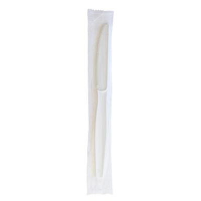 Boardwalk Heavyweight Wrapped Polystyrene Cutlery, Knife, Plastic, White, 1,000/Carton (KNIFEWHPSIW)