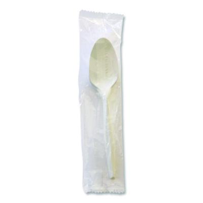 Boardwalk Mediumweight Wrapped Polypropylene Cutlery, Spoon, 5.31", Plastic, White, 1,000/Carton (SPOONMWPPIW)