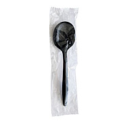 Boardwalk Mediumweight Wrapped Polypropylene Cutlery, Soup Spoon, Plastic, Black, 1,000/Carton (SOUPBLPPIW)