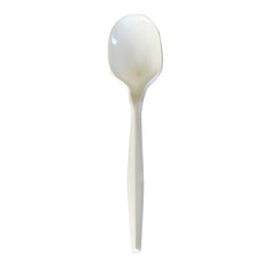 Boardwalk Mediumweight Polypropylene Cutlery, Soup Spoon, 4.86", Plastic, White, 1,000/Carton (SOUPMWPP)