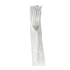 Boardwalk Heavyweight Wrapped Polystyrene Cutlery, Fork, Plastic, White, 1,000/Carton (FORKWHPSIW)
