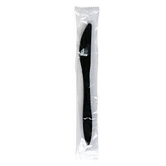 Boardwalk Mediumweight Wrapped Polypropylene Cutlery, Knife, Plastic, Black, 1,000/Carton (KNIFEBLPPIW)