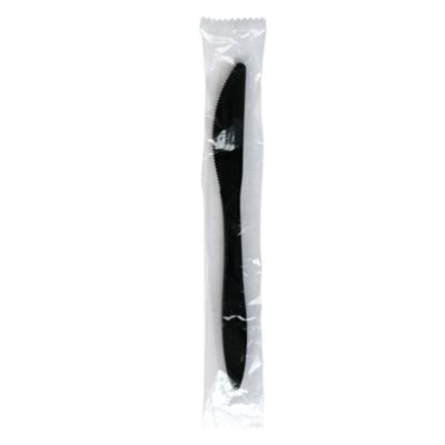 Boardwalk Mediumweight Wrapped Polypropylene Cutlery, Knife, Plastic, Black, 1,000/Carton (KNIFEBLPPIW)