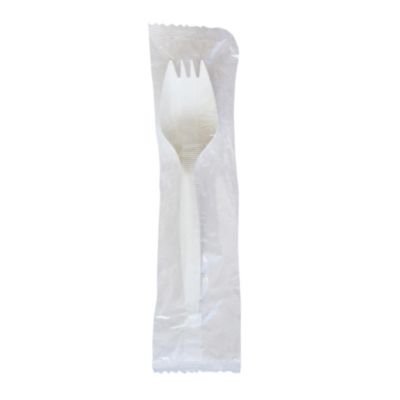 Boardwalk Mediumweight Wrapped Polypropylene Cutlery, Spork, Plastic, White, 1000/Carton (SPORKWHPPIW)