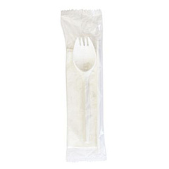 Boardwalk School Cutlery Kit, Mediumweight, Napkin/Spork/Straw, 5.31", Plastic, White, 1,000/Carton (SCHOOLKITPP)