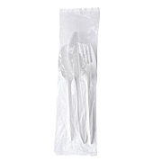 Boardwalk Three-Piece Polystyrene Cutlery Kit, Mediumweight, Fork/Knife/Spoon, Plastic, White, 250/Carton (3KITWHPS)