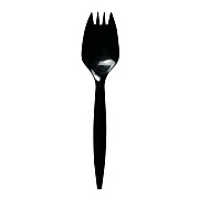 Boardwalk Mediumweight Polypropylene Cutlery, Spork, Plastic, Black, 1,000/Carton (SPORKBLPP)