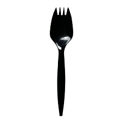 Boardwalk Mediumweight Polypropylene Cutlery, Spork, Plastic, Black, 1,000/Carton (SPORKBLPP)