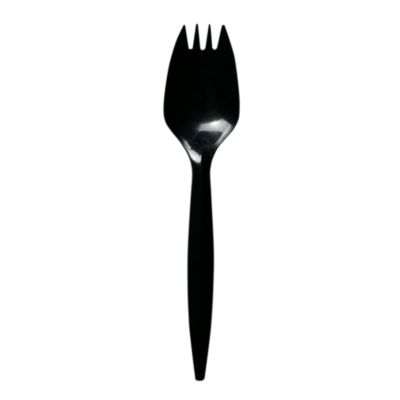 Boardwalk Mediumweight Polypropylene Cutlery, Spork, Plastic, Black, 1,000/Carton (SPORKBLPP)