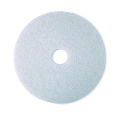 3M Low-Speed Super Polishing Floor Pads 4100, 12" Diameter, White, 5/Carton (410012IN)