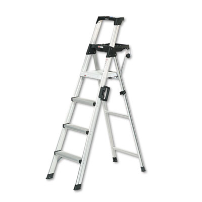 COSCO Signature Series Aluminum Step Ladder, 6 ft, 300 lb Capacity, 4 Steps, Aluminum (2061AABLD)