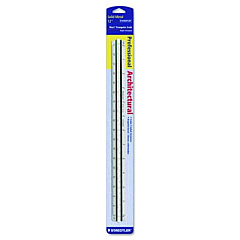 Staedtler Triangular Scale for Architects, Color-Coded Grooves, 12" Long, Plastic, White, Blister Pack (9871831BK)