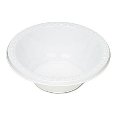 Tablemate Plastic Dinnerware, Bowl, 12 oz, White, 125/Pack (12244WH)