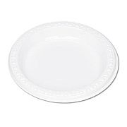 Tablemate Plastic Dinnerware, Plates, 6" dia, White, 125/Pack (6644WH)