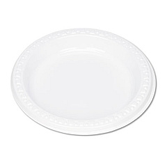 Tablemate Plastic Dinnerware, Plates, 6" dia, White, 125/Pack (6644WH)