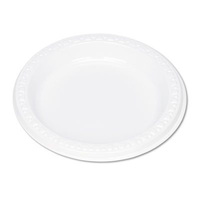 Tablemate Plastic Dinnerware, Plates, 6" dia, White, 125/Pack (6644WH)