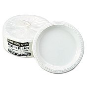 Tablemate Plastic Dinnerware, Plates, 10.25" dia, White, 125/Pack (TM10644WH)